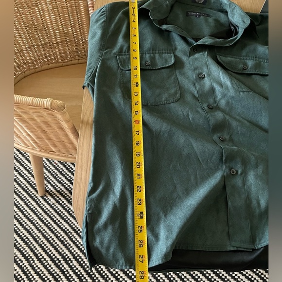 Oscar De La Renta| Teal Velvety Button Down Long Sleeve Blouse, Size Small••• - Picture 12 of 14